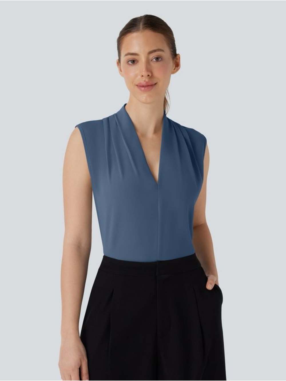 Halara V Neck Sleeveless Work Blouse NWOT